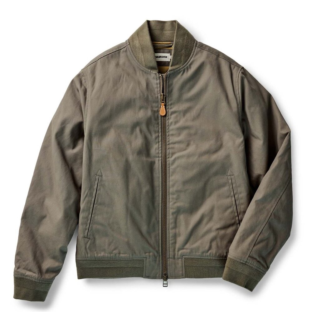 Taylor Stitch Insulated Bomber Jacket Olive Dry Wax L (Large) with tags